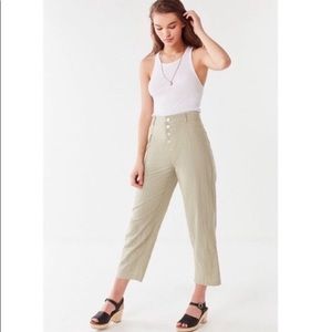UO Maria Button Fly Tapered Trouser- Light Green